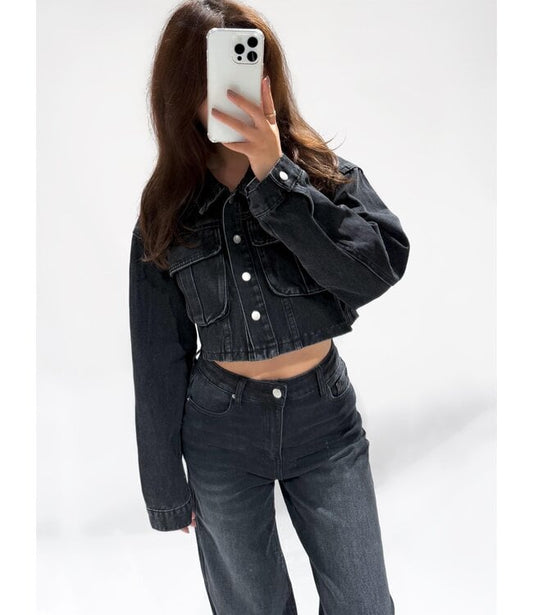 Denim Top Zwart